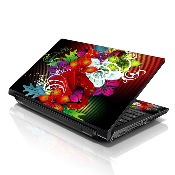 LSS 15.6 & 17.3 Inches Laptop Notebook Skin Sticker Decal - Colorful Floral - Picture 1 of 2